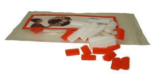 View of pack of short velcro pieces for marking of edges and vertices for easy counting